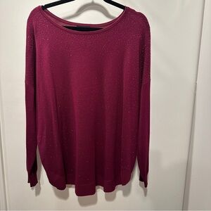 Liz Claiborne Berry Color Thin Sweater with Sparkle Embellishments